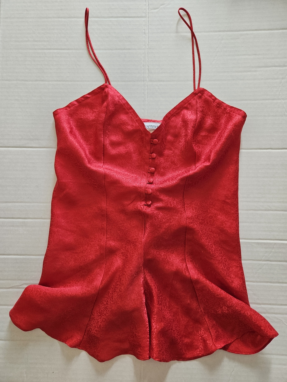 Vintage Y2K Dreamtime Red Satin Teddy Romper Lingerie Small